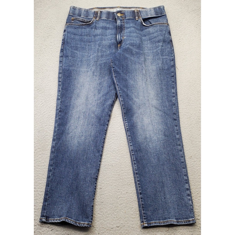 Lee Tapered Jeans Mens 38x30 Blue Denim Faded Stretch Whiskered Straight Leg